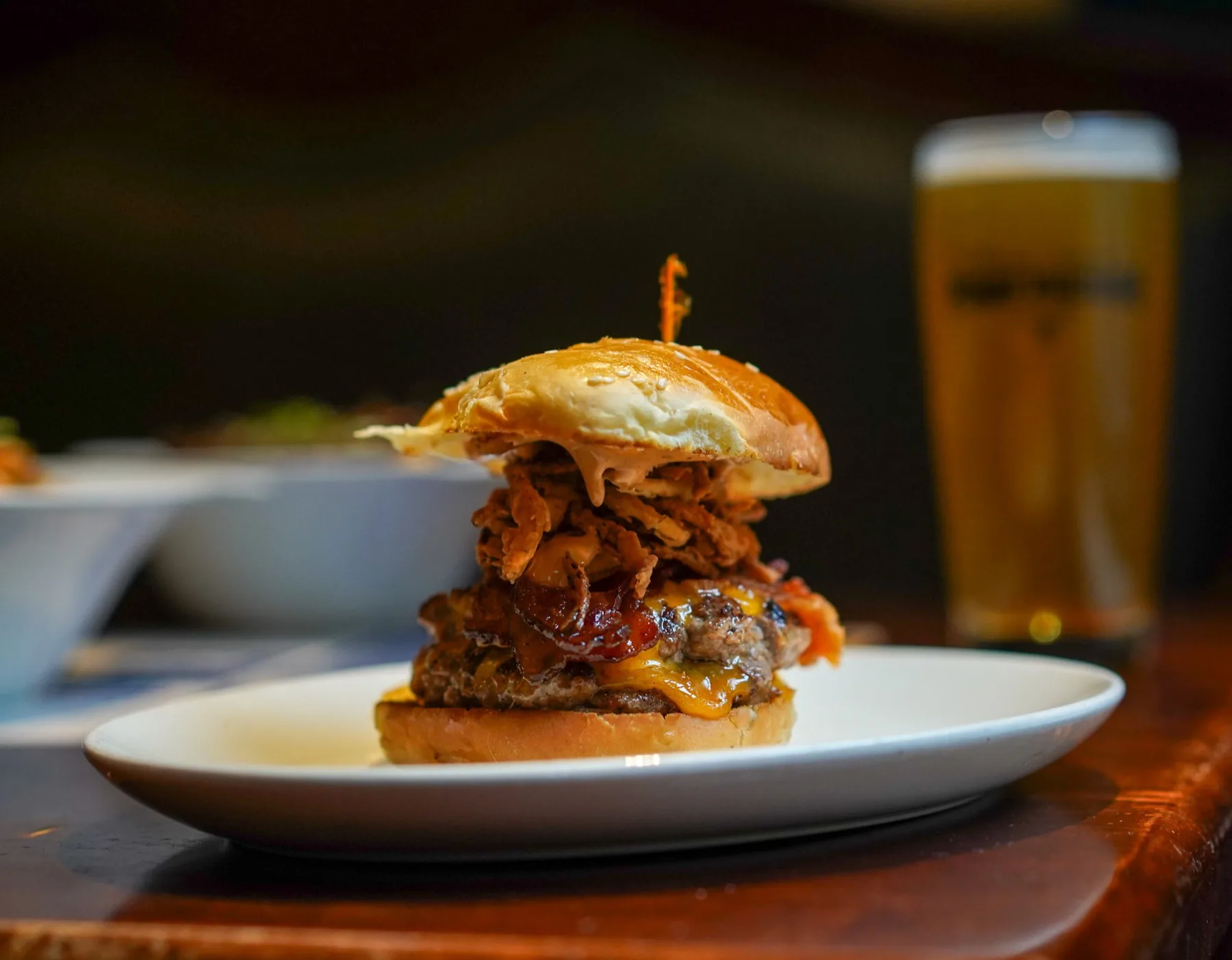 Mo Burger with a craft beer